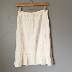 Eucalyptus Women’s Small Handcrafted Floral Boho Cottage Core Ivory Flowy Skirt